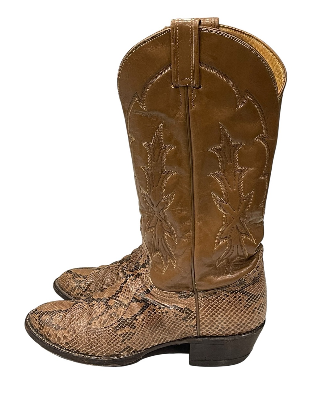 Tony Lama Brown Python Snake Skin Cowboy Western Boots Size 9.5 B